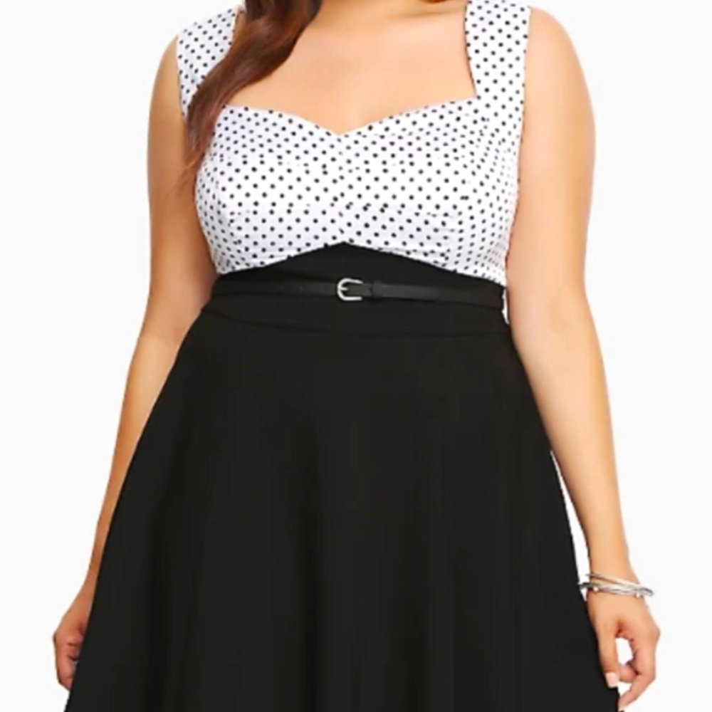 Torrid Polka Dot Cocktail Dress. Size 12. Plus size. Black & White